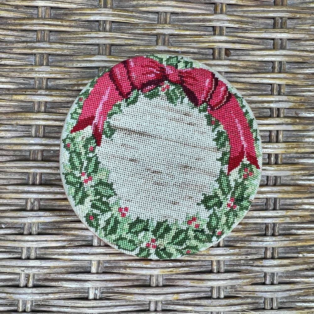 Vintage Red Satin & Tapestry Trinket Box Christmas Box